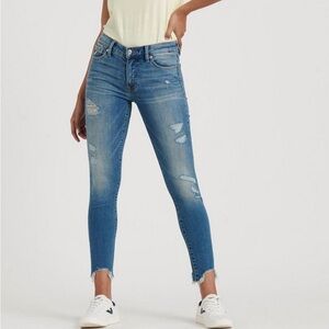 Lucky Brand Ava Mid Rise Skinny Jean With Chewed Hem Sz 10/30